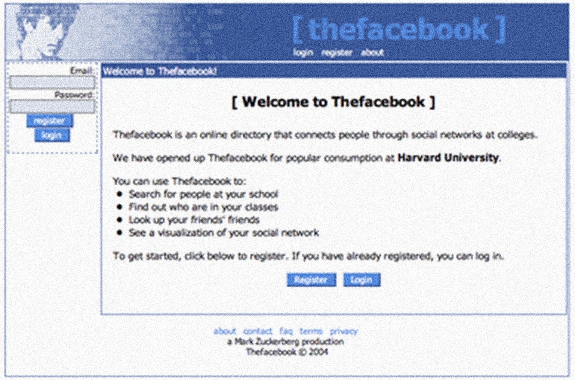 The original name of Facebook was The Facebook